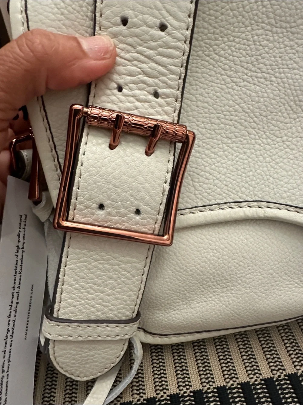 Aimee Kestenberg Cream Great Escape Crossbody Bag with Rose Gold Accents